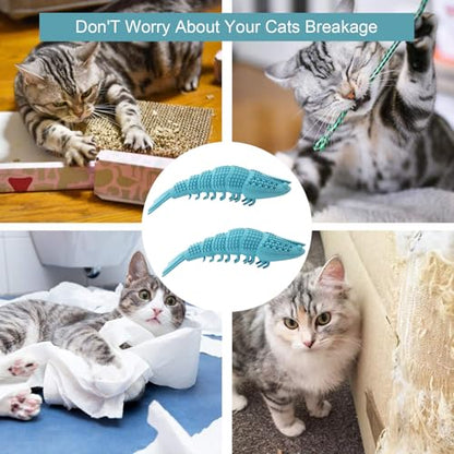 Cat Toothbrush Catnip Toy,Interactive Rubber Dental Care for Pet Kitten Kitty, Crayfish-Shaped Safe Chewing Toy Tooth Cleaning Resistant Cat Toy(2 Pack)