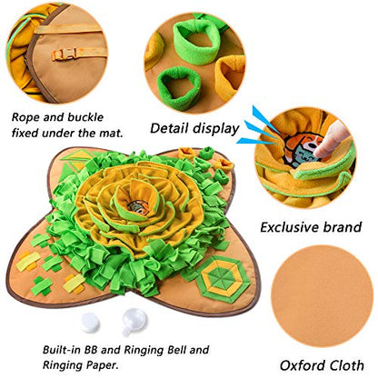 AWOOF Snuffle Mat Pet Dog Feeding Mat, 28''x28'' Interactive Dog Puzzle Toys Encourages Natural Foraging Skills