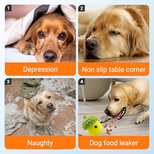 Dog Puzzle Toy Dispenser - Interactive Dog Toys for Large & Medium Breeds - Mental Stimulation Ball with Detachable Lid - Food-Grade Silicone Toy for Stress Reduction - color: green