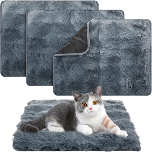 3 Pack Dark Gray Self Warming Cat Bed Indoor 16''x24'' Self Heating Cat Mat Ultra Soft Thermal Kitten Bed Heated Pet Dog Pad Washable Removable for Outdoor Use Non Slip Reflect Body Heat - color: Dark Gray, size: 16''x24''