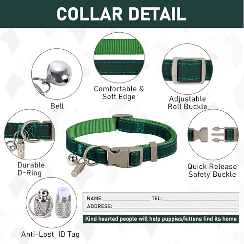 Small Pet Harness Collar and Leash Set, Step in No Chock No Pull Linen Fabric Soft Mesh Dog Vest Harnesses Reflective for Dogs Puppy Cats Kitten Rabbit (Green, XXS) - color: Green, size: XXS