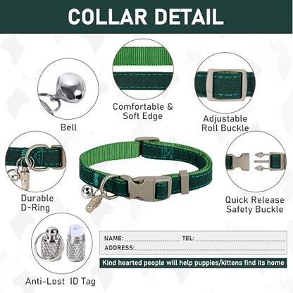 Small Pet Harness Collar and Leash Set, Step in No Chock No Pull Linen Fabric Soft Mesh Dog Vest Harnesses Reflective for Dogs Puppy Cats Kitten Rabbit (Green, XXS) - color: Green, size: XXS