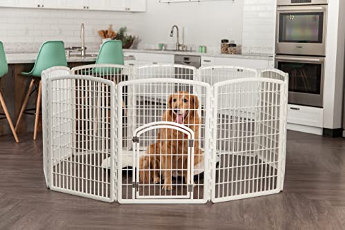 IRIS USA 34" Exercise 8-Panel Pet Playpen with Door, Dog Playpen, Puppy Playpen, Small Medium Large Dogs, Keep Pets Secure, Easy Assemble, Rust-Free, Heavy-Duty Molded Plastic, Customizable, White - color: White, style: 8-Panel w/ Door