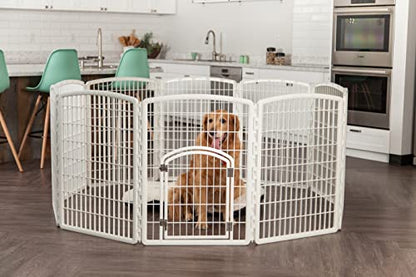 IRIS USA 34" Exercise 8-Panel Pet Playpen with Door, Dog Playpen, Puppy Playpen, Small Medium Large Dogs, Keep Pets Secure, Easy Assemble, Rust-Free, Heavy-Duty Molded Plastic, Customizable, White - color: White, style: 8-Panel w/ Door