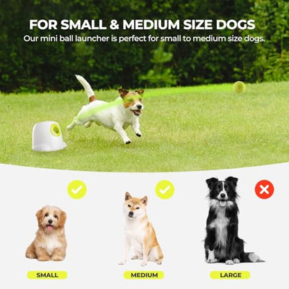 AFP Automatic Ball Launcher for Dogs, USB Rechargeable Interactive Dog Ball Thrower Machine, Auto Fetch Launcher for Small&Medium Dogs, Indoor Outdoor Puppy Play Toy, 3 Tennis Balls Included (2 Inch) - size: 2" ball launcher