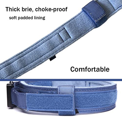 Tactical Dog Collar Adjustable Military Nylon Dog Collar with Control Handle and Heavy Duty Metal Buckle for Medium and Large Dogs (Dark Blue,S) - color: Dark blue, size: Small (Pack of 1)