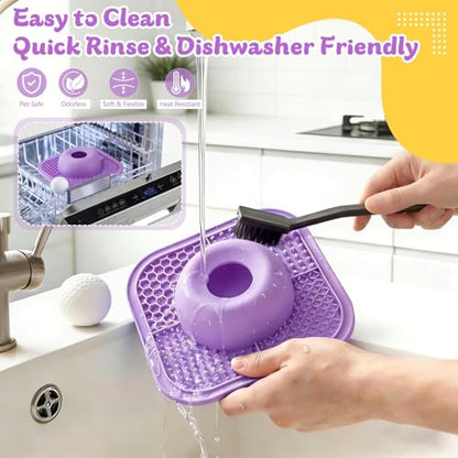 Slow Feeder Dog Bowls & Lick Mat for Liquid and Thick Treat, Anti-Slip Dog Lick Bowl with Interactive Rolling Ball, 5/6 Cup Pup Licking Toy for Large Medium Small Dogs and Cats Purple - color: Purple