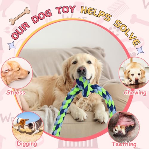 Hollowfly Dog Rope Toys for Extra Large Dogs, 2 Pack 6 Feet 5 Knot Tug of War Dog Toy for Large Aggressive Chewers Heavy Duty Cotton Teeth Cleaning Indestructible Puppy Chew Toys