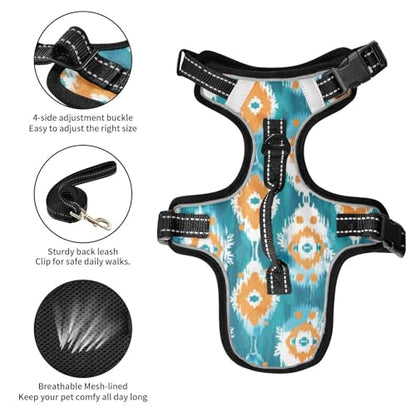 Boho Green Orange Reflective Dog Walking Gear for Animal Hiking Stretchy Vest for Walking at Night with Handle Chaleco para perro Medium