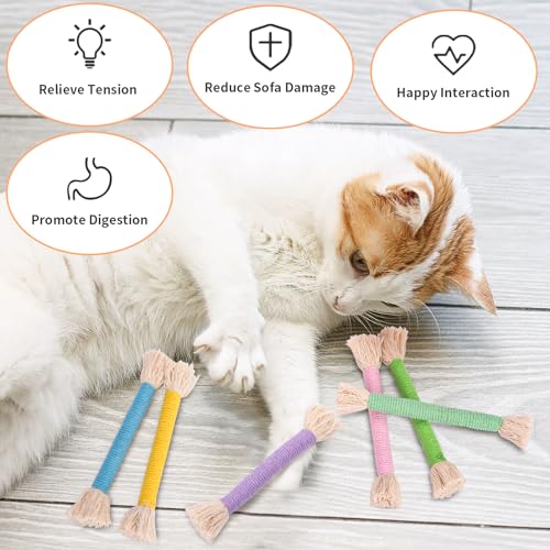 Retro Shaw Cat Toys Chew Ropes with Catnip, 6 Pack, Safe Teeth Cleaning Kitten Toys for Indoor Cats Kitty, Cat Nip Kicker Interactive Pet Toys 6.1 Inches - size: 6.1 in
