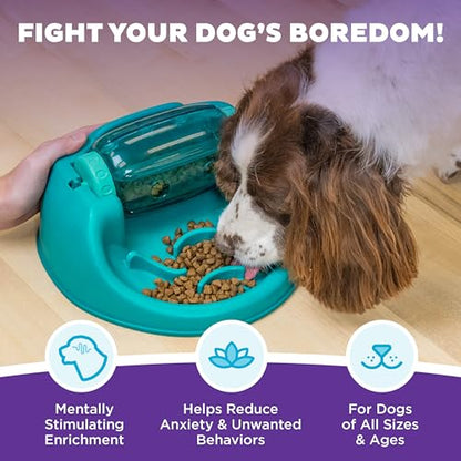 Outward Hound by Nina Ottosson Spin N' Eat Dog Puzzle and Slow Feeder, Level 2 Intermediate Enrichment Toy, Green - color: Spin N' Eat (Green)