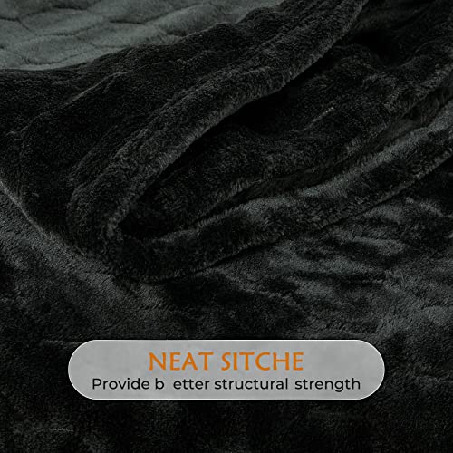 TOONOW Fleece Blanket Fuzzy Plush Throw Blanket 50" x 60", Super Soft Fluffy Bed Blanket Geometric Pattern Comfy Microfiber Flannel Blankets for Couch, Bed, Sofa, Black - color: Black, size: Throw-50" x 60"