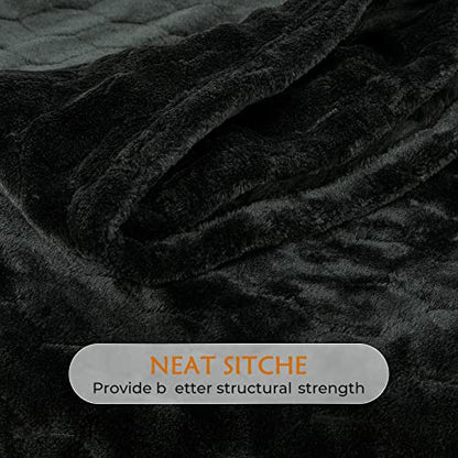 TOONOW Fleece Blanket Fuzzy Plush Throw Blanket 50" x 60", Super Soft Fluffy Bed Blanket Geometric Pattern Comfy Microfiber Flannel Blankets for Couch, Bed, Sofa, Black - color: Black, size: Throw-50" x 60"