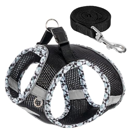 Dog Harness and Leash Set, No Pull Pet Harness for Small Dogs Easy Walking,Soft Breathable Small Dog Harness,Adjustable Reflective Step in Vest Harness for Puppy,Kitten, Cats - color: black, size: M