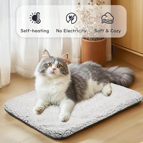 Self Warming Cat Bed Thermal, Cozy Self-Heating Pet Bed, Non-Slip Washable, Extra Warm Thermal Pet Pad with Removable Washable Cover for Indoor Outdoor Pets (X-Large:18x24 in) - size: X-Large:18x24 in