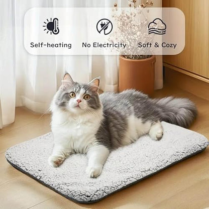 Self Warming Cat Bed Thermal, Cozy Self-Heating Pet Bed, Non-Slip Washable, Extra Warm Thermal Pet Pad with Removable Washable Cover for Indoor Outdoor Pets (X-Large:18x24 in) - size: X-Large:18x24 in