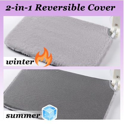 2 PCS Window Cat Bed (Medium 20.4''×11.8'') - Machine Washable Cover, 4 Large Suction Cups, Solid Metal Frame - Cordless Foldable Cat Window Hammock for Indoor Cats (2×Grey)