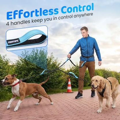 Hands Free Leash for 2 Large Dogs, No Tangle Waist Walking Bungee Leash, 6-8 FT Dual Dog Leashes(50-150 lbs) - color: 2 Dog – Shadow Black