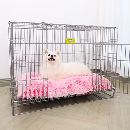 Vonabem Small Dog Bed Crate Pad, Pink Washable Puppy Beds, Plush Soft Dogs Kennel Pads 24 inch, Cute Cats Mat Anti Slip, Puppy Mats for Sleeping - color: Pink, size: 24.0"L x 18.0"W x 2.0"Th