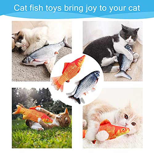 Cat Toys Interactive Flopping Fish with Catnip, 2Pack Interactive Cat Toys for Indoor Cats, 11" Electric Moving Kitten Kicker Toy, Automatic Floppy Fish Bored Kitty Enrichment Products - color: Crusion+Redfish