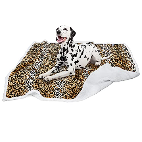 Leopard Print Dog Blankets for Large Dogs, Soft Fluffy Fleece Pet Blankets for Couch, Sofa, Dog Beds, Car Seats, Creat, Washable, 50x60 inches - color: Cheetah