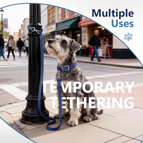 Waterproof Dog Leash, Easy to Clean, Blue PVC Leash with Multifunctional Dual Hooks, Adjustable 3ft-6ft for Walking, Heel Training, Swimming (Navy Blue) - color: Navy Blue
