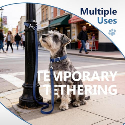Waterproof Dog Leash, Easy to Clean, Blue PVC Leash with Multifunctional Dual Hooks, Adjustable 3ft-6ft for Walking, Heel Training, Swimming (Navy Blue) - color: Navy Blue