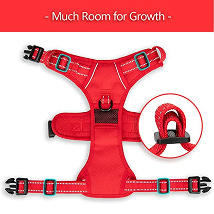 PoyPet No Pull Dog Harness, No Choke Reflective Dog Vest, Adjustable Pet Harnesses with Easy Control Padded Handle for Small Medium Large Dogs(Red Matching Trim,XS) - color: Red(Matching Trim), size: XS