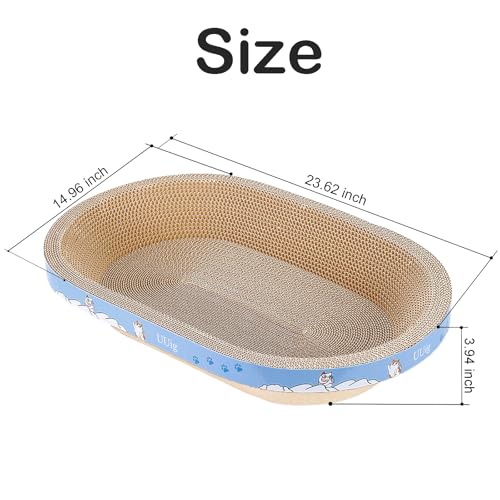 Cat Scratcher, 2pcs-23.6x14.9 inches Large Cat Scratching Board, Cardboard Cat Scratchers for Indoor Cats, Oval Cat Scratch Pad Bed with Catnip - size: 2PC-23.6 x 14.9 x 3.9 inches