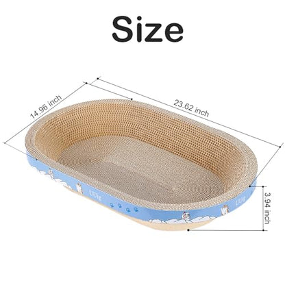 Cat Scratcher, 2pcs-23.6x14.9 inches Large Cat Scratching Board, Cardboard Cat Scratchers for Indoor Cats, Oval Cat Scratch Pad Bed with Catnip - size: 2PC-23.6 x 14.9 x 3.9 inches