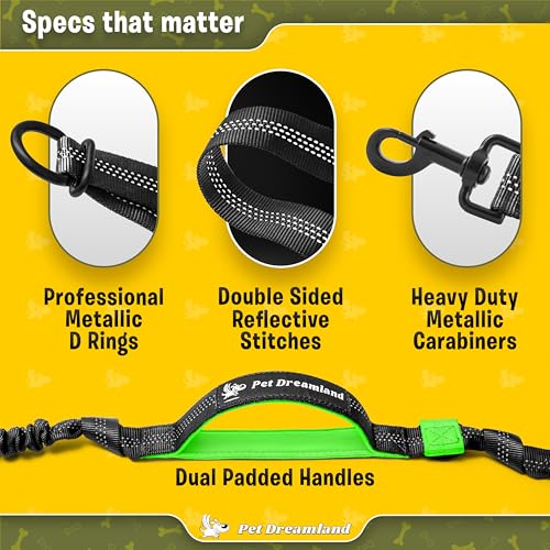 Exquisite Hands Free Leash for Two Large Dogs. Premium Quality & Versatile Waist Leash for Dog Walking No Tangle. You Will Absolutely Love This Amazing 2 Dog Gear (Black & Green) - color: Black & Green