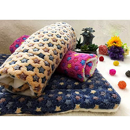 FJWYSANGU Pet Blanket Premium Fluffy Flannel Cushion Soft and Warm Mat for Dogs Cats(Star/Pink,X-Large) - color: Star/Pink, size: X-Large