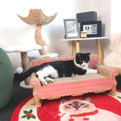 Cardboard Cat Scratcher Bed - Couch Shaped Cat Scratching Board, Cute Lounge Bed Scratching Pad for Indoor Cats Resting Playing - color: Pink