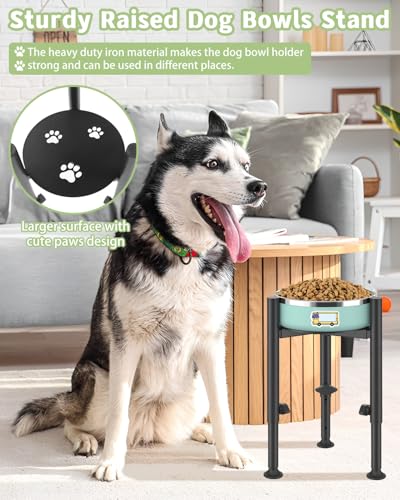 Single Raised Dog Bowl Stand, Elevated Dog Food Bowl Holder, Adjustable Width 6-10”, 4 Heights Dogs Feeder for Puppy, Medium,Large(Paws, Stand Only) - color: 3feet-dog paws
