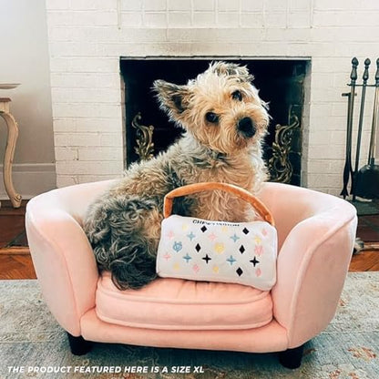 Haute Diggity Dog Chewy Vuiton Handbag Plush Squeaky Dog Toy, Soft Durable Designer-Inspired Stuffed Puppy Chew Toys for Small, Medium & Large Dogs, Machine-Washable (White) XL - color: White Purse, size: X-Large