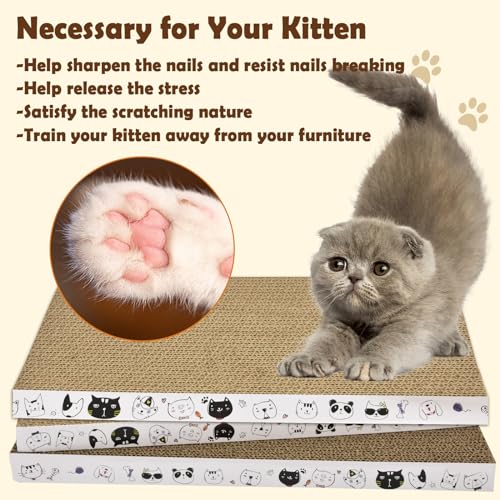 3 Pack Cardboard Cat Scratcher Refill Cat Scratch Pad Durable Cat Scratchers for Indoor Cats Kitten 16.5 x 8 x1 Inch Reversible Cat Scratching Board to Protect The Furniture (Lovely Pets) - color: Ctue Pets