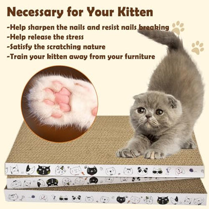 3 Pack Cardboard Cat Scratcher Refill Cat Scratch Pad Durable Cat Scratchers for Indoor Cats Kitten 16.5 x 8 x1 Inch Reversible Cat Scratching Board to Protect The Furniture (Lovely Pets) - color: Ctue Pets