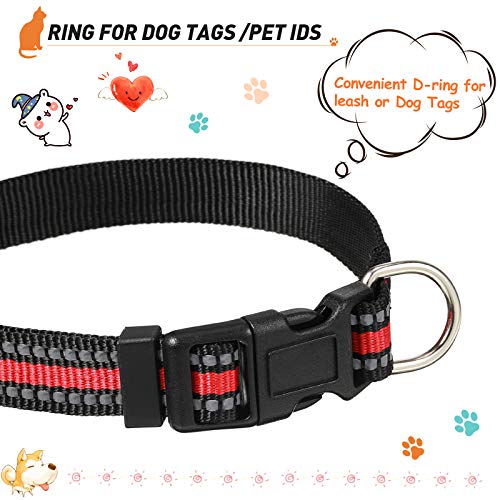 Weewooday 3 Pieces Reflective Dog Collar Nylon Adjustable Quick Release Pet Collars for Dogs(Medium) - size: Medium