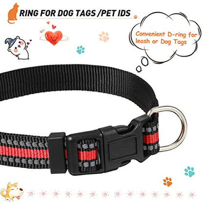 Weewooday 3 Pieces Reflective Dog Collar Nylon Adjustable Quick Release Pet Collars for Dogs(Medium) - size: Medium