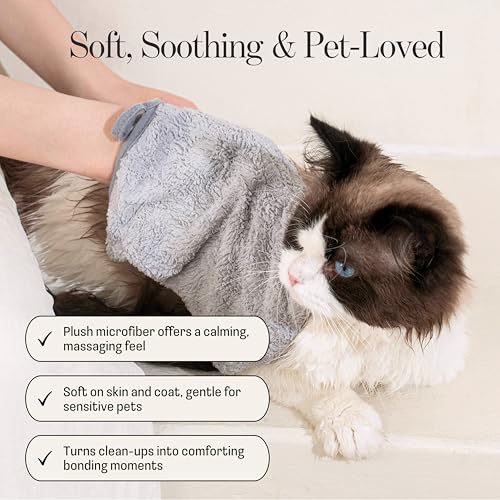 Muddi Mitt Microfiber Reusable Pet Wipes Grooming Towel Glove | Machine-Washable, Soft, Double-Sided Bath Mitt Replaces Wipes | Dirt Odor Removal | Gentle Paw Coat Cleaner | Dogs & Cats (A Pair) - style: A Pair