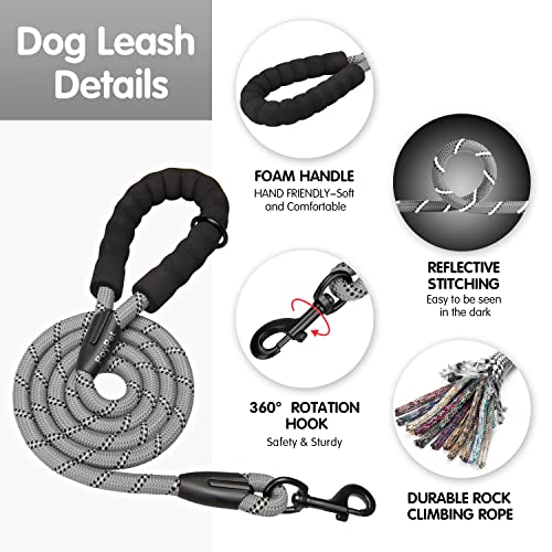 PoyPet No Pull Dog Harness and 5 Feet Leash Set, Release on Neck Reflective Adjustable Pet Vest, Front & Back 2 D-Ring and Soft Padded Pet Harness with Handle for Small to Large Dogs(Grey,S) - color: Grey, size: S