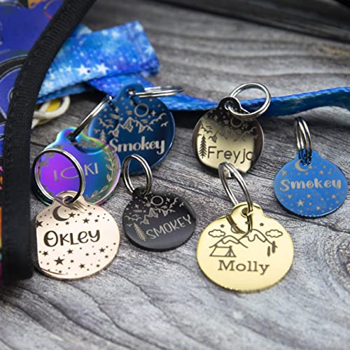 Personalized Dog Tag with 5 Lines of Custom Deep Engraved Durable Stainless Steel Pet ID Name Tag Designer Small Size Round - size: Small, style: Round