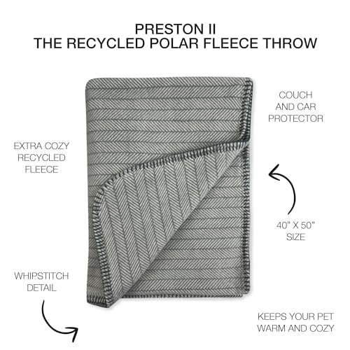 Preston II – THE Polar Fleece Throw, Super-Soft Recycled Polar Fleece Dog Blanket Couch Coat Sofa and Car Protecter for Small, Medium, Large Dogs - 40”x 50”, Dove Gray Herringbone, One Size - color: Dove Gray Herringbone