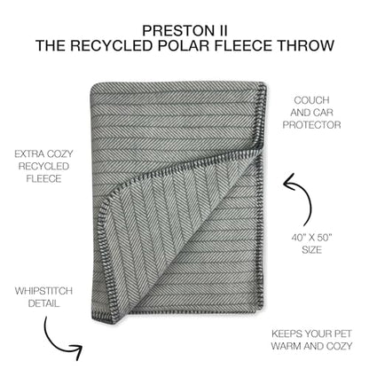 Preston II – THE Polar Fleece Throw, Super-Soft Recycled Polar Fleece Dog Blanket Couch Coat Sofa and Car Protecter for Small, Medium, Large Dogs - 40”x 50”, Dove Gray Herringbone, One Size - color: Dove Gray Herringbone