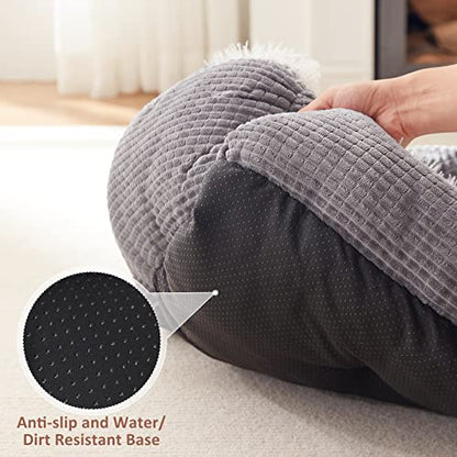 MIXJOY Dog Beds for Small Dogs, Rectangle Cave Hooded Blanket Puppy Bed, Luxury Orthopedic Cat Beds for Indoor Cats, Warmth and Machine Washable (20 inches, Grey) - size: 20.0"L x 19.0"W x 6.0"Th