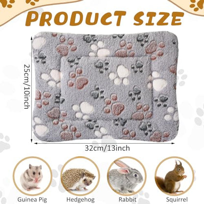 Tuanse 4 Pack Ultra Soft Dog Cat Bed Mat Small Animal Guinea Pig Bed with Cute Print Reversible Fleece Dog Crate Kennel Pad Cozy Washable Thickened Hamster Pet Beds Mat(13 x 10 Inches,Light Gray) - color: Light Gray, size: 13 x 10 Inches