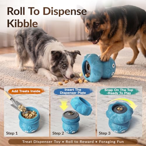 3-in-1 Dog Frozen Treat Ball, Large Size, No-Transfer Fill & Freeze Lick Cup, Treat Dispenser & Tough Chew Toy, Long-Lasting Enrichment Toy for Dogs, Octopus-Shaped