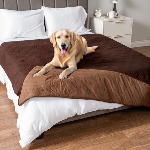 PetAmi Waterproof Bed Cover for Dogs, Waterproof Pet Blanket Couch Cover, Reversible Furniture Cover Sofa Protector for Pet Cat Bed, Washable Waterproof Blanket Dog Cover for Couch Seat, 102x82 Brown - color: Brown, size: 102 x 82 Inches