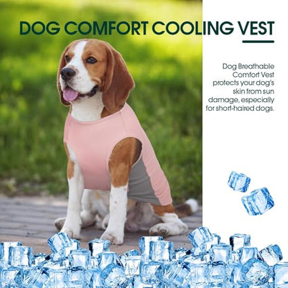 Kuoser Dog Cooling Vest, Sun Protection Puppy T-Shirts, Quick Dry Dog Summer Clothes for Medium Dogs Boy Girl Pink L - color: Pink, size: L