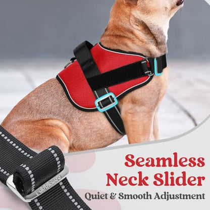 rabbitgoo Dog Harness Medium Sized, Easy On Pet Vest with One Buckle, No Pull Adjustable Service Harness with D-Ring & Handle, Reflective for Safety Walking, Training, Red, M - color: Red, size: Medium